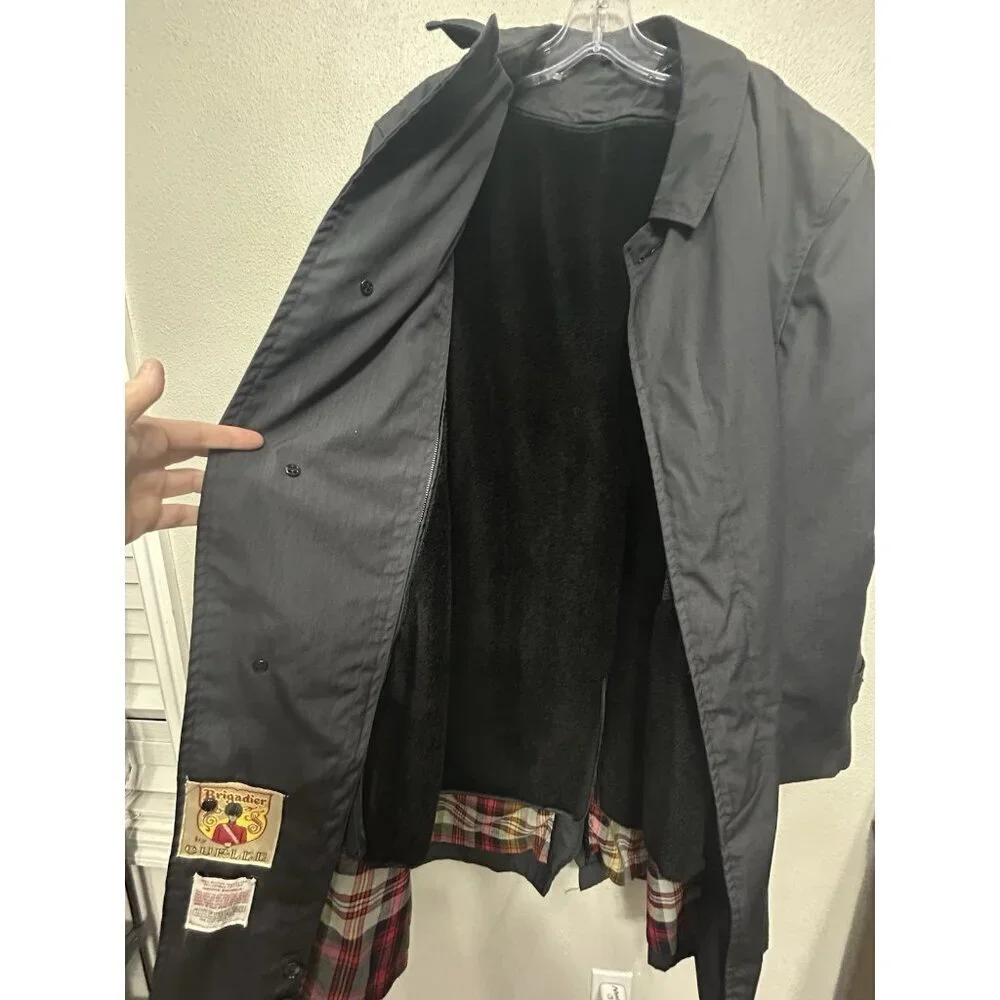 Vtg Inca Timme Tuft Trench Coat Jacket Mens Sz 44 Alpaca Zip Off Lining Black